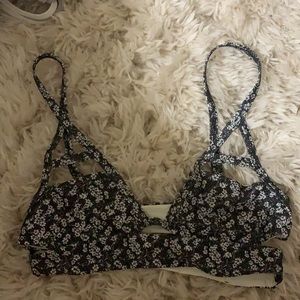 Tavik floral black and white bikini top